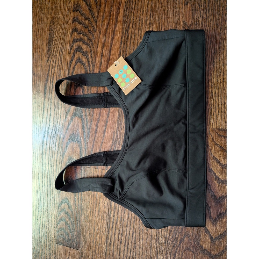 NWT Title Nine Black 3 Reasons High Impact Sports Bra 34C Adjustable Straps